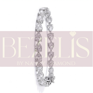 Bracelet empilable délicat en diamant de laboratoire CVD en forme de poire, or blanc 14 carats, argent, pour usage quotidien, bureau, fête, cadeau, fabricant de bijoux - Product Image 2