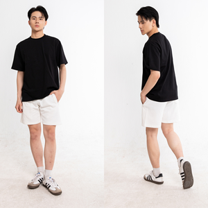 <b>Men's</b> Gray Bermuda <b>Shorts</b> With <b>White</b> Drawstring Elastic Waistband Casual Cotton Sweat <b>Shorts</b> OEM - Product Image 2