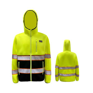 Chaqueta con Capucha de Seguridad Clase 2 para Trabajadores, Precio Bajo, Cantidad Mínima de Pedido Pequeña, Reflectante, Impermeable, de Poliéster y Forro Polar, Alta Visibilidad - Product Image 4