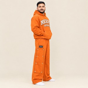 Conjunto de Sudadera con Capucha Naranja para Hombre, Estilo Casual, Deportivo, con Bolsillos, para Otoño - Product Image 2