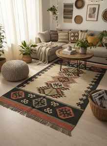 Hallway <b>Carpet</b> Hand Woven Jute-Woolen Kilim Rugs for Living Room Bedroom & Study - Product Image 3