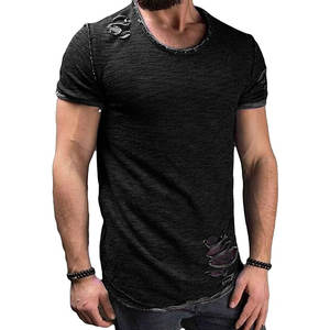 Camiseta Casual para Hombre, Estilo Deportivo, Talla Grande, Camiseta Casual de Algodón para Hombre, Proveedor de Camisetas con Efecto Desgastado en Talla Adulto - Product Image 1