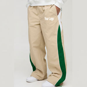 Pantalon de survêtement léger pour homme, style hip-hop, délavé, 100 % nylon, coupe-vent, avec empiècements color block, prix de gros abordable - Product Image 1