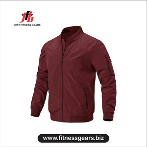 Blouson bomber bordeaux pour homme, fermeture éclair, coupe-vent, décontracté, automne, coupe classique, col montant - Product Image 1