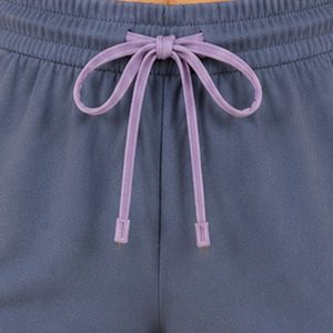Conjunto de dos piezas de pantalones cortos para mujer, color lavanda y gris pizarra, top con cuello cuadrado y botones, estampado floral minimalista, ropa informal de verano de algodón para estar en casa - Product Image 5