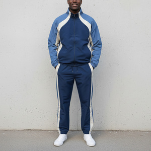 Conjunto Deportivo Azul para Hombre, Manga Larga, Cierre Frontal con Cremallera, Estilo Deportivo Casual, Bolsillos Laterales, Material Transpirable de Poliéster y Algodón - Product Image 6