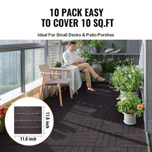 Piastrelle per Pavimenti a Incastro, Confezione da 10, 30x30 cm, 10 Metri Quadrati Pavimentazione in Plastica Impermeabile per Esterni, Copertura per Pavimenti da Patio Resistente a Tutte le Condizioni Atmosferiche - Product Image 2