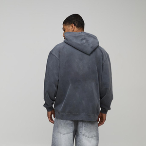 Sudaderas con Capucha Extra Grandes Unisex de Felpa Gruesa de 320g de Alta Calidad al por Mayor, Sudaderas Largas de Algodón 100% con Logotipo Personalizado para Hombre, Lavado Ácido - Product Image 2