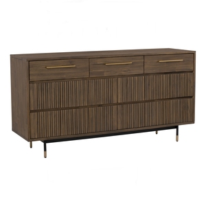 Cómoda de Estilo Industrial Refinado con Patas Metálicas y 7 Cajones para Áreas de Estar Residenciales - Product Image 1