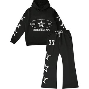 Novedades: Conjunto de Chándal con Capucha Negro para Hombre con Logotipo Personalizado, Estampado de Estrellas y Logotipo de Campeones del Mundo, Manga Larga, Estilo Casual para Otoño - Product Image 2