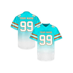 เสื้อฟุตบอลอเมริกันชายแบบสั่งทำ คอวี แขนสั้น ผ้าตาข่าย พิมพ์ลายสีเขียวกรมท่า ชุดทีม ปรับแต่งได้ตามต้องการ รับผลิตแบบ OEM - Product Image 5