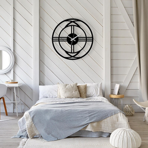 Modern Geometric Metal <b>Wall</b> <b>Clock</b> Round Abstract Designer <b>Clock</b> Contemporary Black Decorative <b>Wall</b> Art <b>for</b> Dining <b>Room</b> <b>Living</b> - Product Image 5