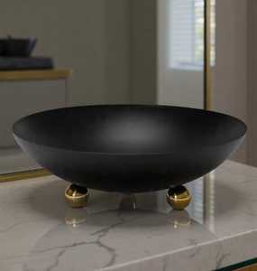 Bol de service en métal au design unique avec base dorée, style glamour poli, passe au lave-vaisselle, bol de présentation alimentaire, qualité export - Product Image 4