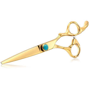 Tijeras de Peluquería Doradas con Logotipo Personalizado, Tijeras de Entresacar de 6.0 Pulgadas para Diestros, Acero Inoxidable 4Cr13, Forma de Codo, Uso en Salón de Belleza ANAAIF - Product Image 3