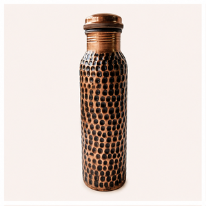 Bouteille d'eau artisanale en cuivre pur, écologique, bienfaits ayurvédiques, gobelet martelé à la main, anti-fuite, pour la salle de sport - Product Image 4