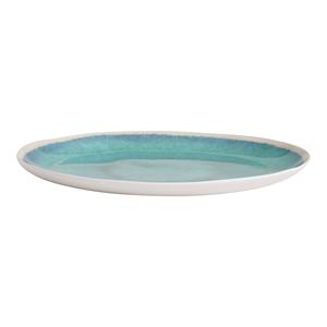 Assiette à dîner en céramique turquoise avec glaçure givrée, finition dégradée rayonnante, bord arrondi lisse, choix durable pour des tables élégantes - Product Image 2