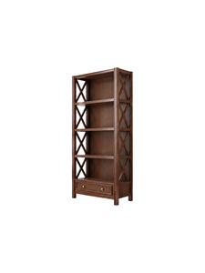 Librería Tradicional de Madera con 4 Estantes y Cajón, Mueble Independiente para Oficina en Casa, Recibidor, para Escritorio Pequeño - Product Image 4