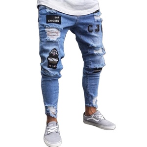 Hip Hop Rhinestone <b>Men</b> <b>Jeans</b> Stretch Retro Painted Skinny Cotton Denim <b>Jeans</b> Pants <b>Men</b> Ripped Fashion - Product Image 1