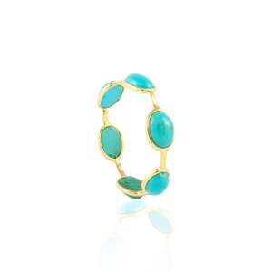 18K Solid Gold Turquoise Eternity Band White Gold Plated <b>Resizable</b> <b>Ring</b> - Product Image 3