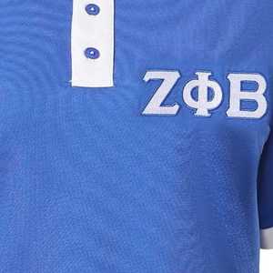 Camiseta Henley Azul Premium Zeta Phi Beta para Mujer, Manga Corta, Ropa de la Hermandad Griega, Letras Bordadas, Corte Elegante - Product Image 6