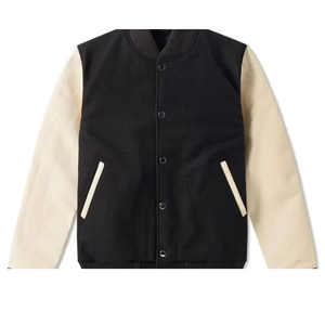 Blouson de baseball original pour hommes, vêtement d'extérieur décontracté avec patchs lettres, logo d'équipe scolaire, blouson bomber universitaire personnalisé, vente en gros - Product Image 1