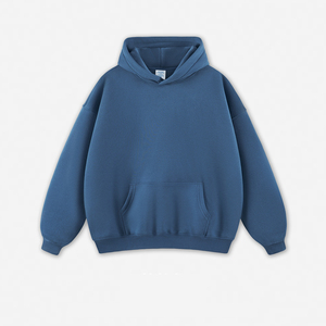 เสื้อฮู้ดโอเวอร์ไซส์ผู้ชาย ผ้าฟลีซสีดำล้วน สไตล์ลำลอง ผ้าฝ้าย มีกระเป๋า ดีไซน์สำหรับใส่ในฤดูใบไม้ร่วง - Product Image 6