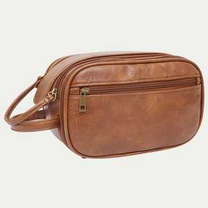 Sac vintage en cuir véritable résistant à l'eau, portable, réutilisable, multifonctionnel, avec fermeture éclair, unisexe, usage quotidien, marron - Product Image 1