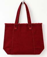 Sac fourre-tout en jean rouge avec franges, sac à bandoulière grande capacité, sac de shopping décontracté pour femmes