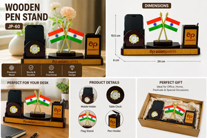 Organisateur de bureau promotionnel en bois naturel avec personnalisation et impression pour la remise des diplômes et Noël - Product Image 3