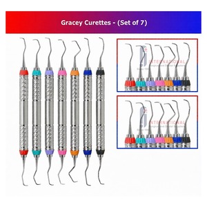 Juego de instrumentos dentales Gracey para periodoncia, 7 piezas, mango ergonómico, herramientas dentales de alta calidad, más vendido. - Product Image 1