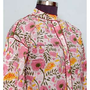 Hauts pour femmes Sweet Style 100% coton à imprimé floral, manches 3/4, col rond, tissu tricoté respirant et écologique, vêtements décontractés d'été - Product Image 5