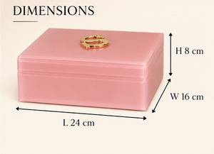 Boîte de rangement pour bijoux en verre rose pétale avec accent doré, finition brillante, doublure douce, organisateur décoratif pour souvenirs et articles de toilette - Product Image 2