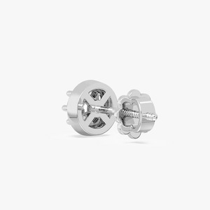 Boucle d'oreille à clou unique en or blanc 14 carats avec diamant de laboratoire rond certifié IGI, sertie d'une couronne circulaire, bijoux en diamant pour femme - Product Image 2