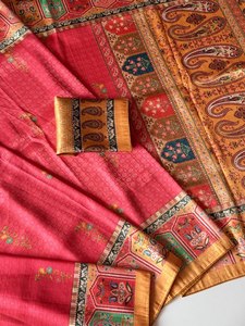 ผ้าไหมโดลาพิมพ์ลายดิจิทัล Reglance Royal Heritage พร้อมเสื้อคลุมตัดสี สำหรับงานแต่งงานและงานปาร์ตี้ - ผ้าซารีแบบดั้งเดิมสุดหรู - Product Image 3