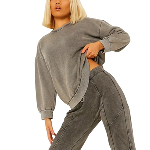 Pantalon de jogging décontracté pour femme, délavé à l'acide, taille basse, uni, avec cordon de serrage, coupe large et ample, style streetwear, 2026 - Product Image 6