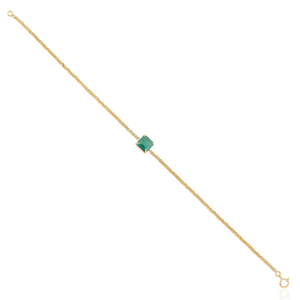 Elegante y Sofisticada Pulsera de Cadena con Eslabones y Gema Solitaria de Esmeralda Cuadrada de 7x7 mm Hecha a Mano, Joyería Fina - Product Image 5