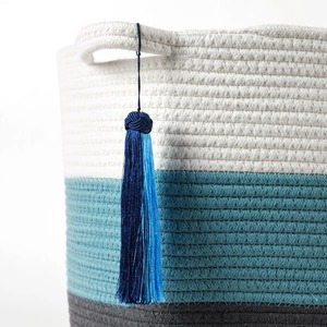 Elegant Three Tone Macrame Basket For <b>Toys</b> And Laundry Use And Multi Purpose Home Storage Organizer Wholesale From India - Product Image 6