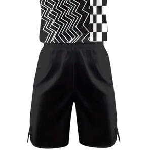 Ensemble d'uniformes de basketball personnalisés pour hommes, noir et blanc, maillot sans manches et short, imprimé damier zigzag, vente en gros, vêtements de sport d'équipe - Product Image 6