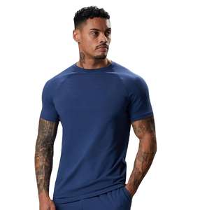 เสื้อยืดสีน้ำเงินเข้มสำหรับผู้ชายแบบ OEM สั่งทำพิเศษ พิมพ์ลายโลโก้คุณภาพสูง เสื้อยืดเปล่าสำหรับผู้ชาย ระบายอากาศได้ดี ผลิตในประเทศปากีสถาน - Product Image 1