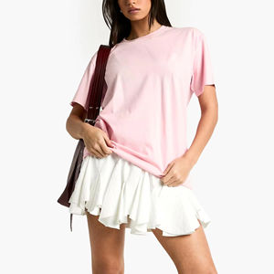 T-shirt unisexe de luxe en coton épais 100 % de haute qualité, coupe ample, personnalisable avec logo imprimé, pour femme, OEM, avec trous en spandex - Product Image 2