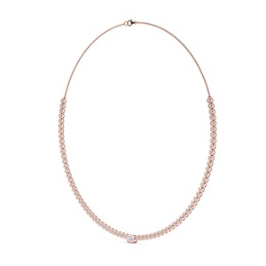Collar Minimalista con Bisel de Diamantes Cultivados en Laboratorio, Corte Esmeralda Redondo, 16 Pulgadas - Product Image 1