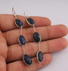 Natural Lapis Lazuli Minimalist <b>Earrings</b> 925 Sterling Silver Jewelry Simple <b>Blue</b> Gemstone <b>Studs</b> Everyday Wear Tiny Lapis <b>Earring</b> - Product Image 1