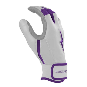 Bruce <b>Bolt</b> Leather Batting Gloves Black Padded <b>Hook</b> and Loop Closure Unisex Adult Training Durable Wrist Support - Product Image 3