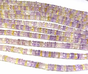 High Quality <b>Pink</b> Ametrine Heishi Shape Gemstone Beads 16" Strand Center <b>Drilled</b> Faceted 6mm Natural Gemstones DIY Jewelry - Product Image 1