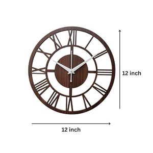 Horloge murale en bois Art Déco, chiffres romains, quartz analogique, ronde, décorative, pour salon, bureau, hall d'entrée - Product Image 3
