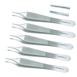 Pinzas Adson Premium de 5 Piezas, 7x7 Dientes, 12cm, Pinzas Micro para Cirugía Plástica Facial, Juego de Instrumentos Quirúrgicos de Acero Inoxidable con Certificación CE - Product Image 1