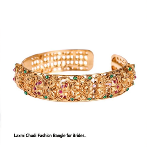 Laxmi Chudi Floral Casual Alloy Gold Plated Oxidized Polish Fashion Bangle for Brides Wedding - Product Image 1