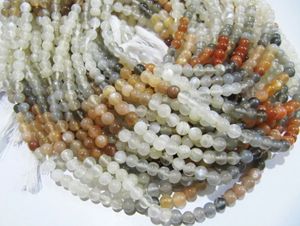 Perles rondes lisses en pierre de lune naturelle multicolores, 4-5 mm, brin de 13 pouces de long - Product Image 4