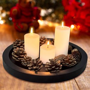 Modern Black Wooden Eco-Friendly Lacquered Finish Deluxe Serving <b>Tray</b> Living Room Dinner Room <b>Table</b> Centerpiece Accessories - Product Image 4