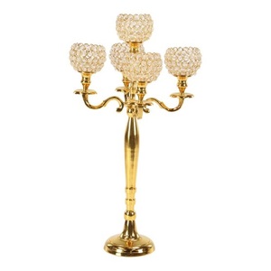 <b>Brass</b> tabletop 3 arm candelabra 30 inch candle <b>holder</b> glass shade candle stand decorative <b>candlestick</b> <b>holder</b> luxury wedding - Product Image 2